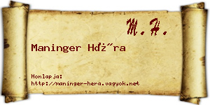 Maninger Héra névjegykártya